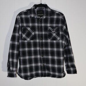 Jachs New York Plaid Flannel Shirt Jacket — Black / Grey (Men’s L, Fits S–M)